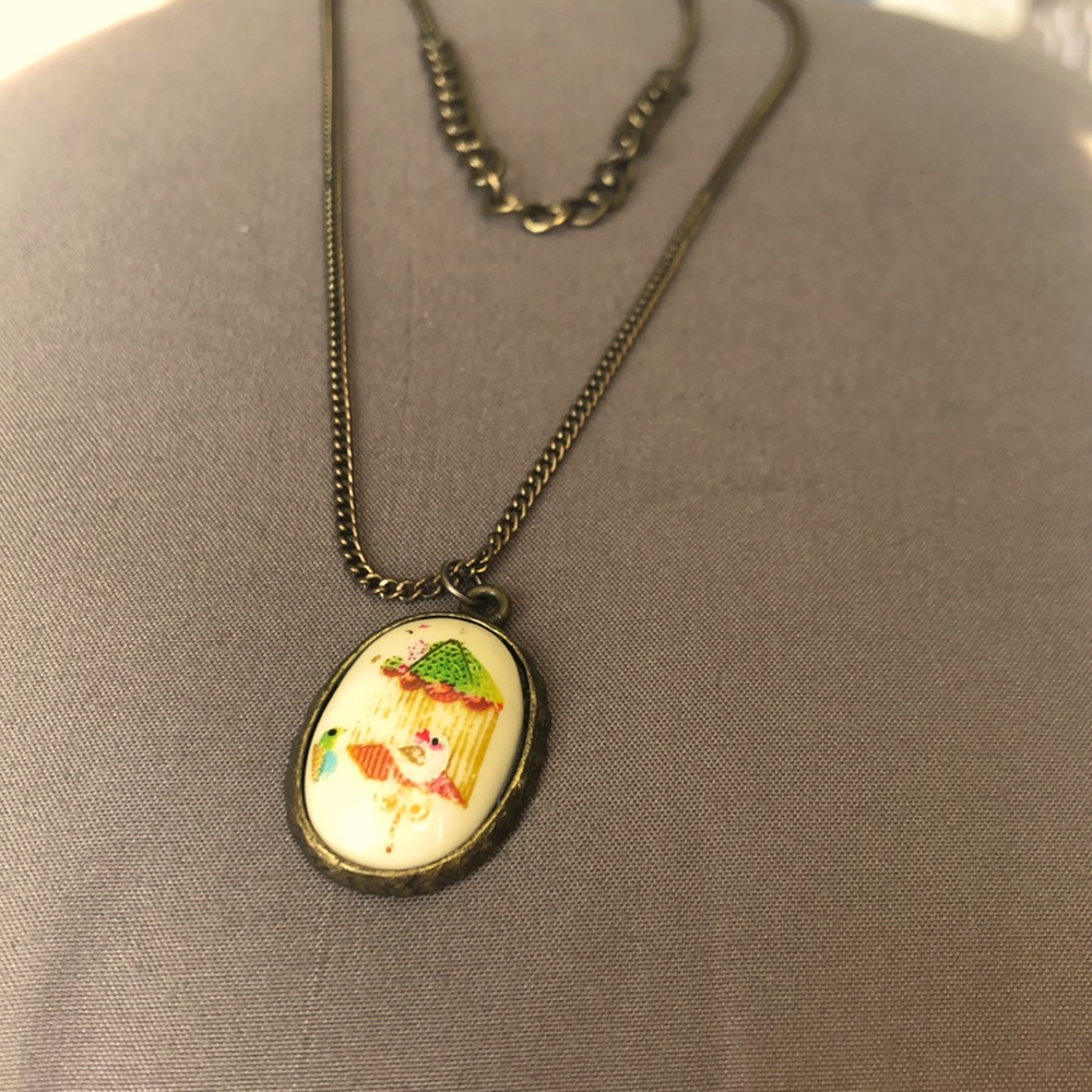 Vintage inspired birdcage double stranded necklace